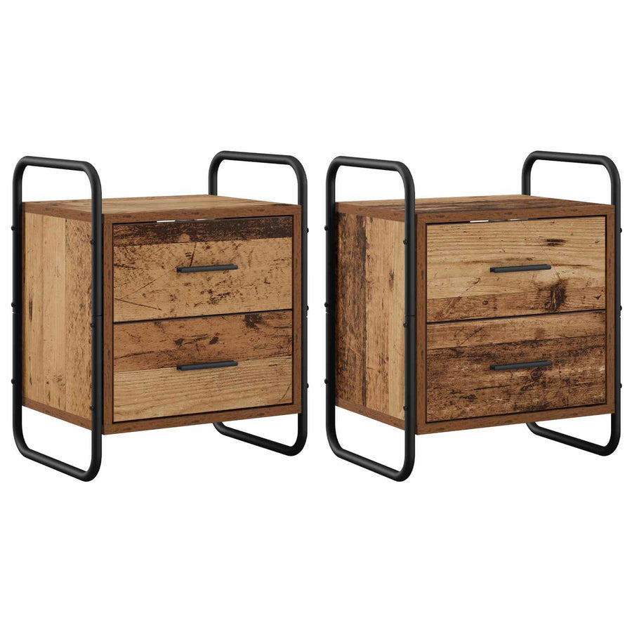 Hangend nachtkastje 2 st Oud hout 40 x 30 x 50 cm Bewerkt hout