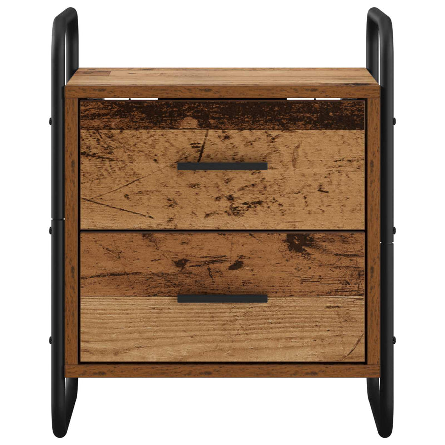 Hangend nachtkastje 2 st Oud hout 40 x 30 x 50 cm Bewerkt hout