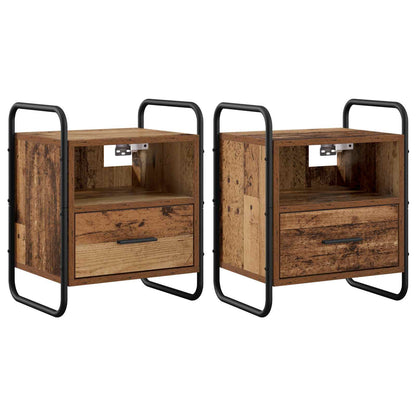 Hangend nachtkastje 2 st Oud hout 40 x 30 x 50 cm Bewerkt hout