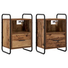 Nachtkastje 2 st 40x30x60 cm oud hout bewerkt hout