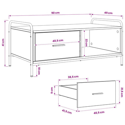 Salontafel Sonoma Eiken 90 x 49 x 41 cm Bewerkt hout