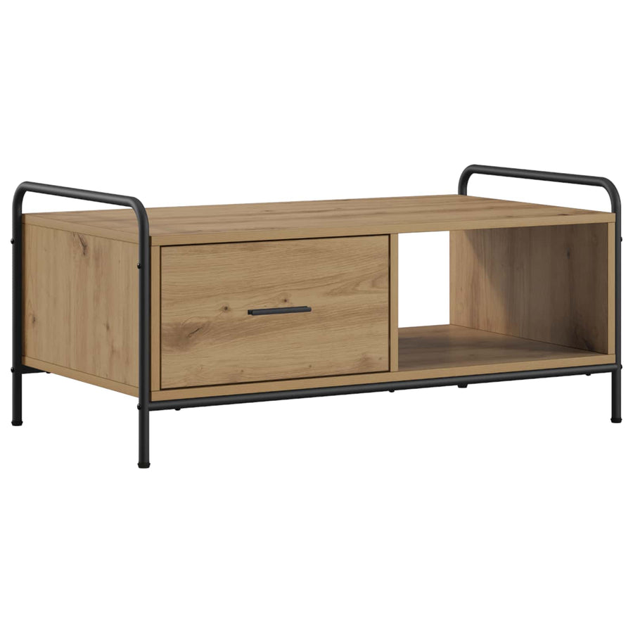 Salontafel Artisanaal eiken 90 x 49 x 41 cm Bewerkt hout
