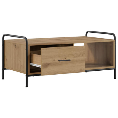 Salontafel Artisanaal eiken 90 x 49 x 41 cm Bewerkt hout