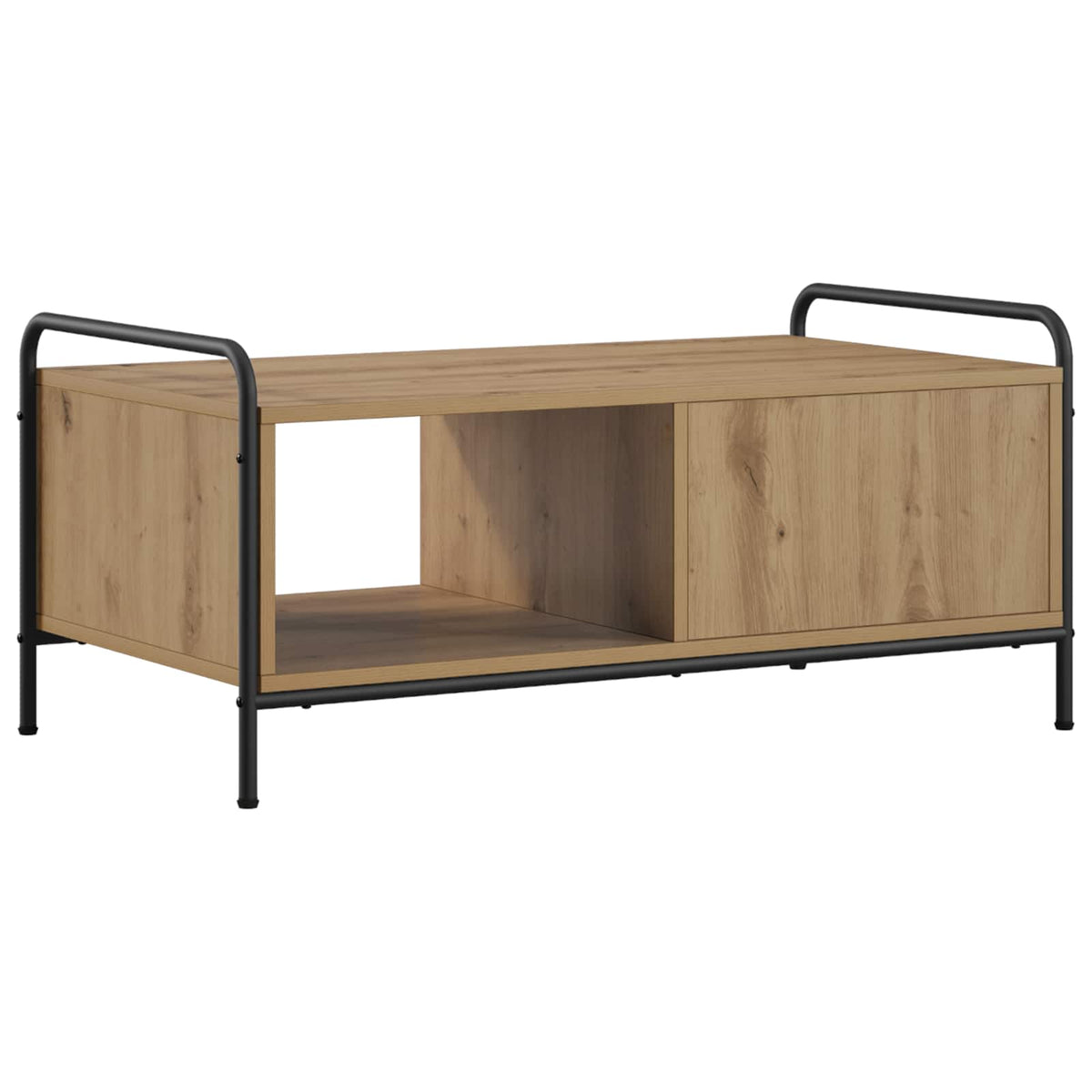 Salontafel Artisanaal eiken 90 x 49 x 41 cm Bewerkt hout