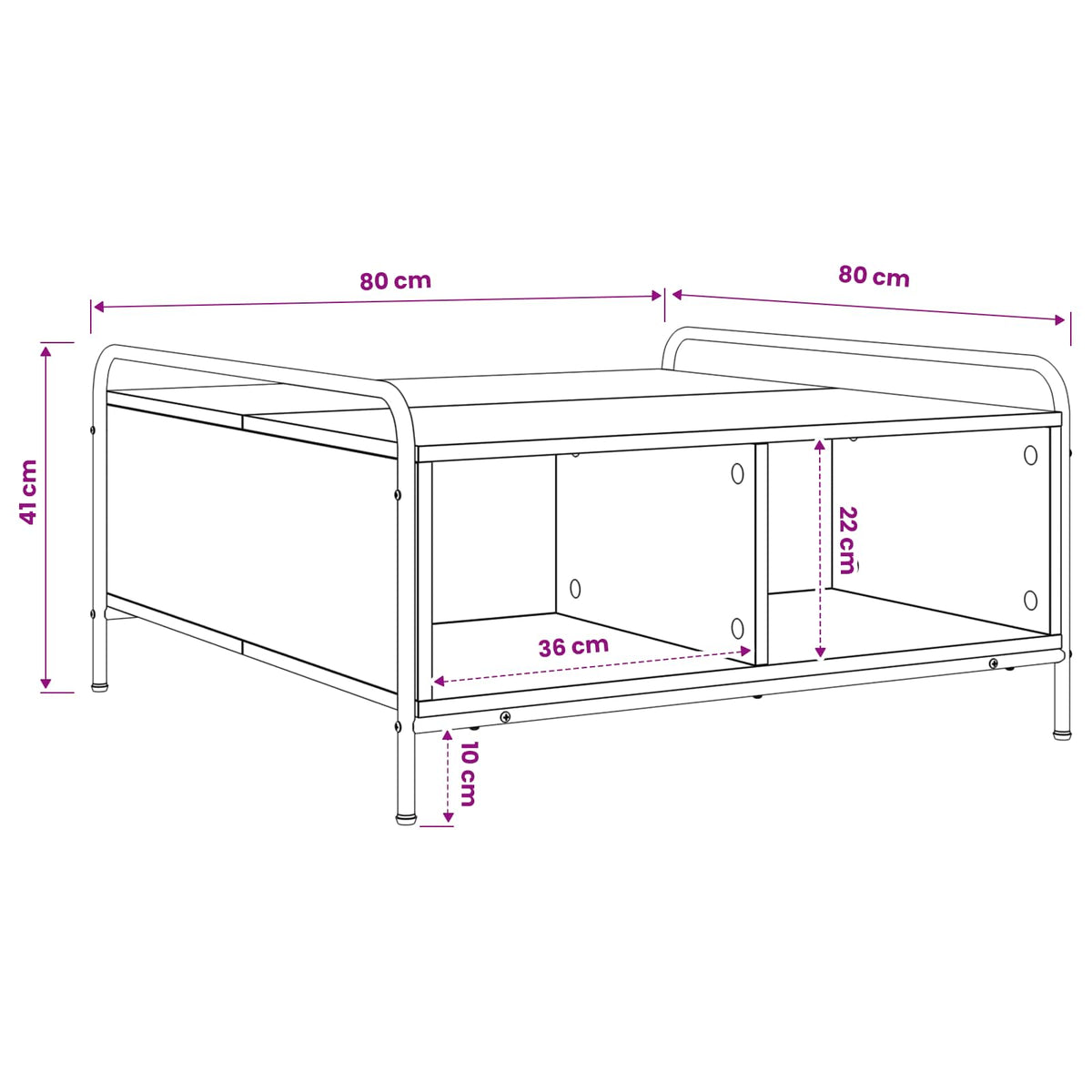 Salontafel Zwart eiken 50 x 49 x 41 cm Bewerkt hout