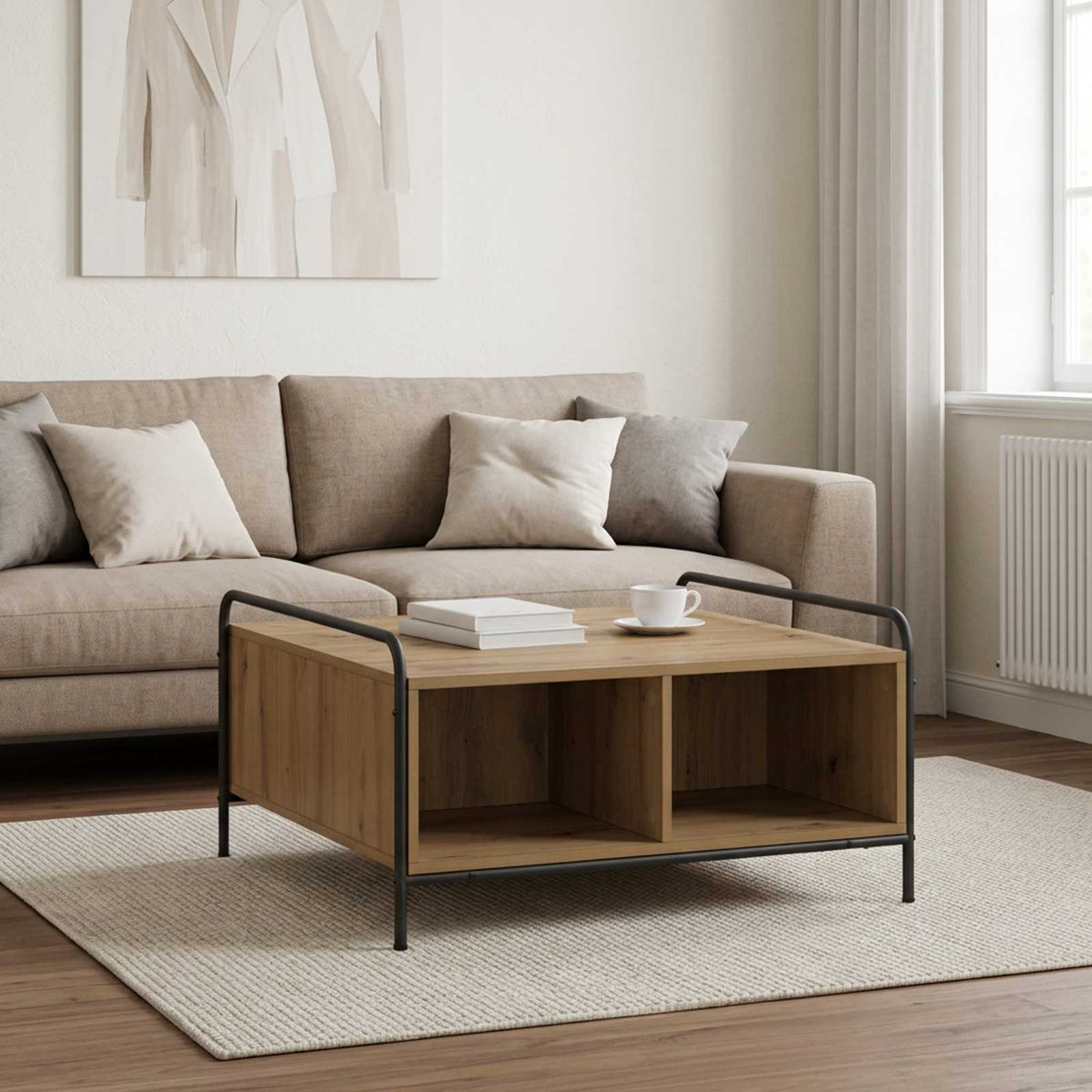 Salontafel Artisanaal eiken 50 x 49 x 41 cm Bewerkt hout