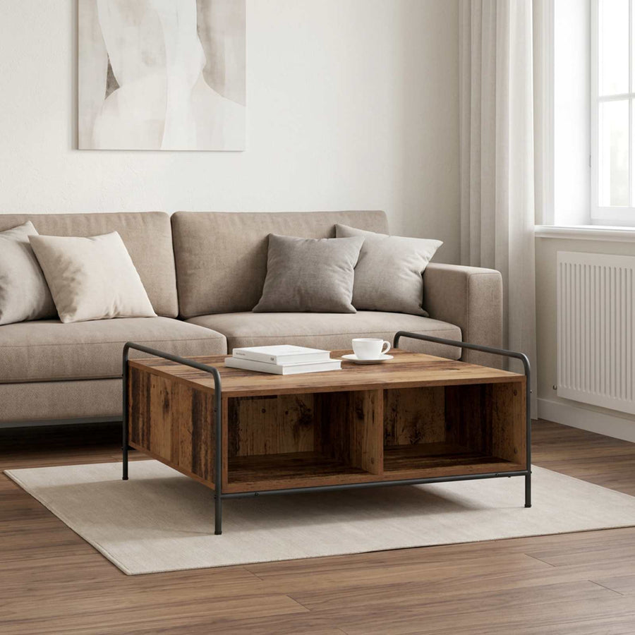 Salontafel Oud hout 90 x 90 x 41 cm Bewerkt hout