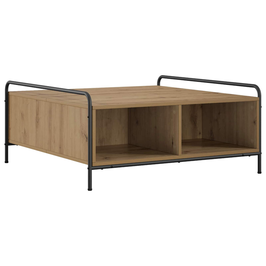 Salontafel Artisanaal eiken 90 x 90 x 41 cm Bewerkt hout