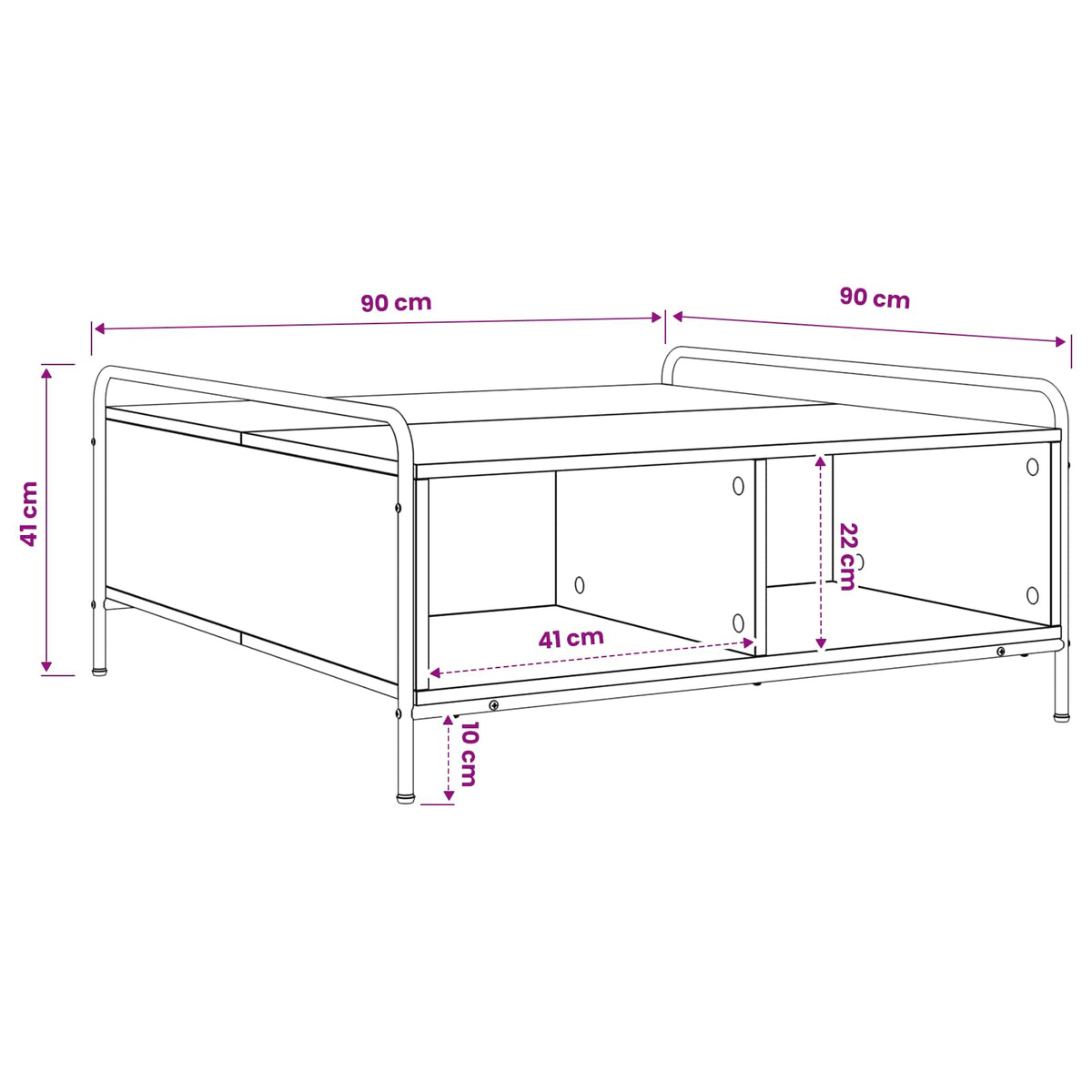 Salontafel Artisanaal eiken 90 x 90 x 41 cm Bewerkt hout