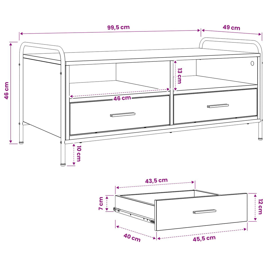 Salontafel Sonoma Eiken 99,5 x 49 x 46 cm Bewerkt hout