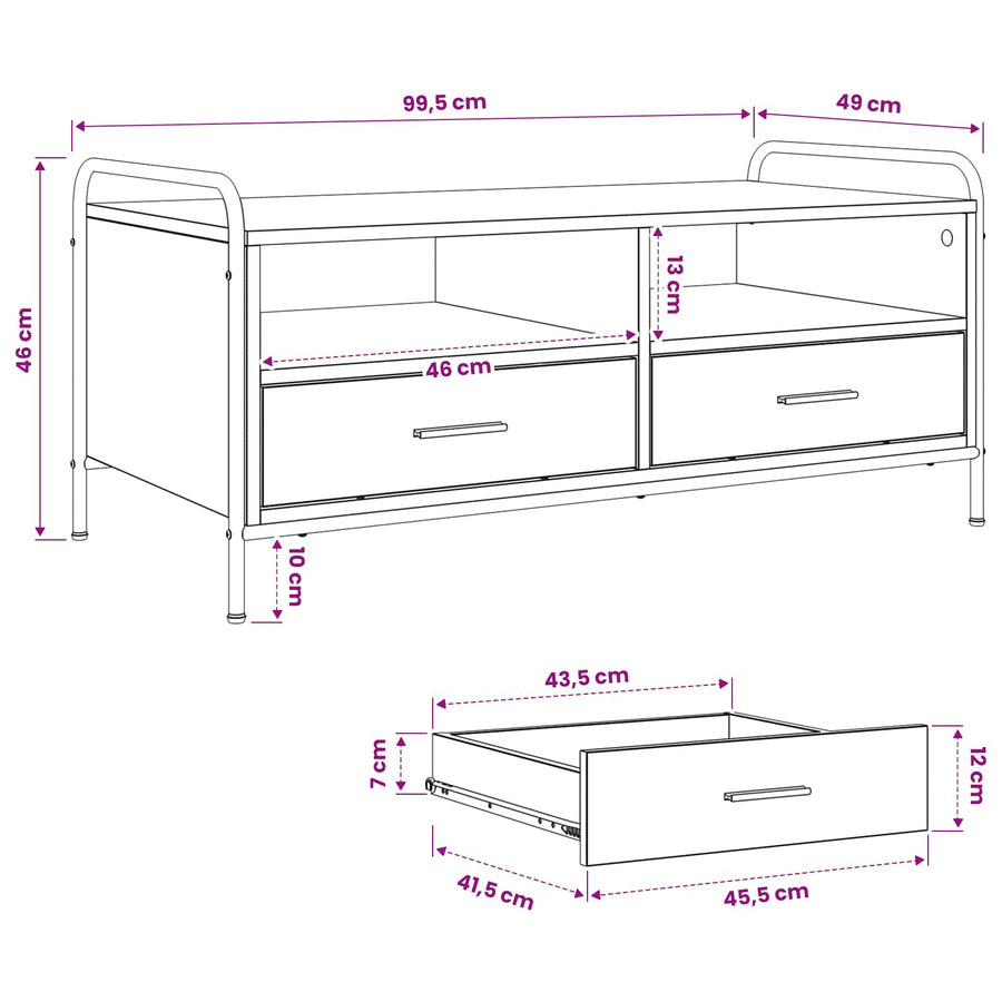 Salontafel Gerookt eiken 99,5 x 49 x 46 cm Bewerkt hout