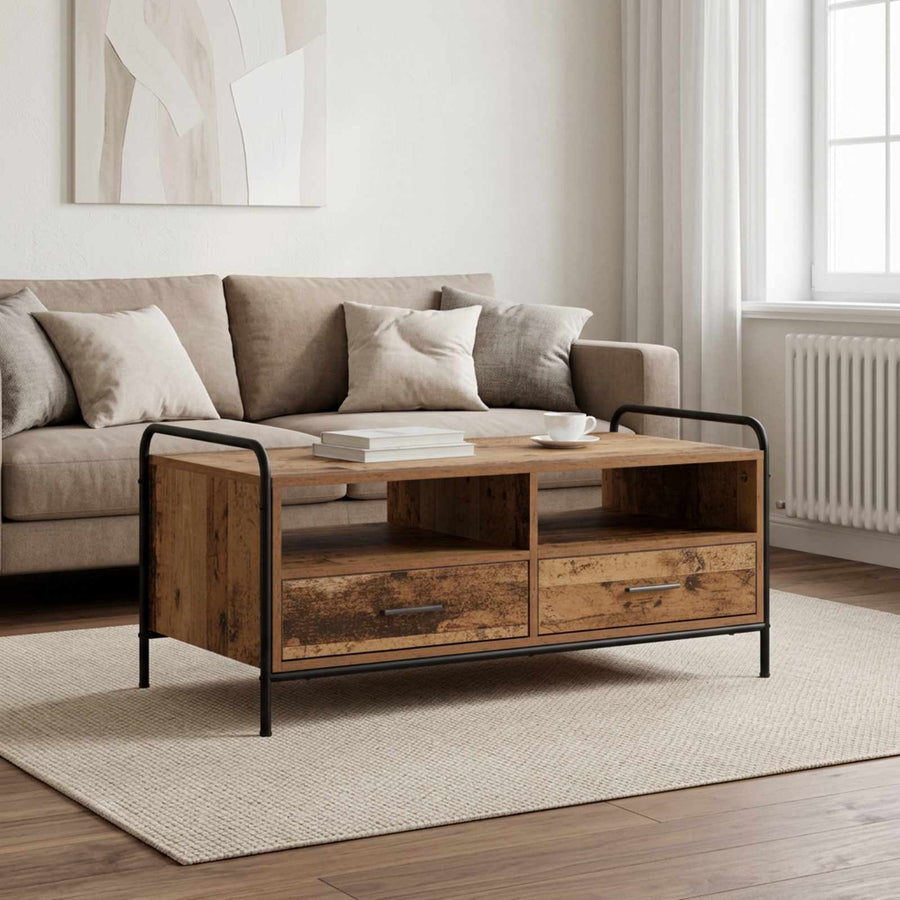 Salontafel Oud hout 99,5 x 49 x 46 cm Bewerkt hout
