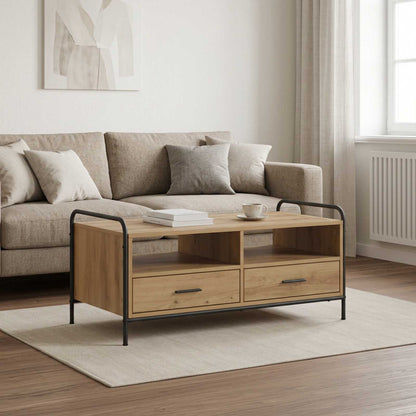 Salontafel Artisanaal eiken 99,5 x 49 x 46 cm Bewerkt hout