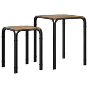 Bijzettafel set 41x40x50cm & 31x30x40cm eiken bewerkt hout