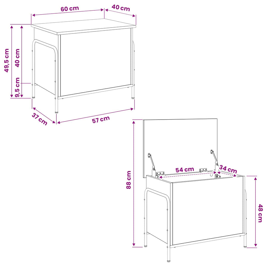 Opbergbox Grijs Sonoma 80 x 40 x 49,5 cm Bewerkt hout