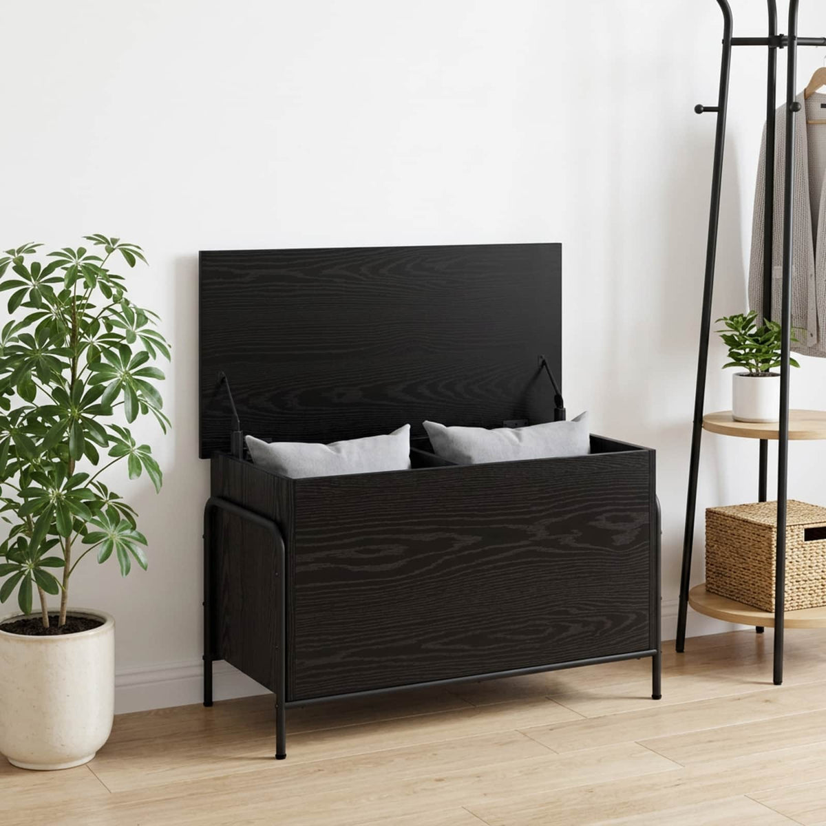 Opbergbox Zwart eiken 80 x 40 x 49,5 cm Bewerkt hout