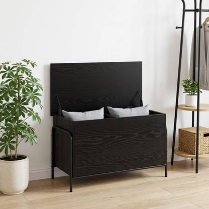 Opbergbox Zwart eiken 80 x 40 x 49,5 cm Bewerkt hout