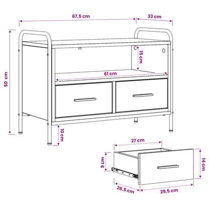 Tv-meubel 67,5 x 33 x 50 cm Zwart eiken Bewerkt hout