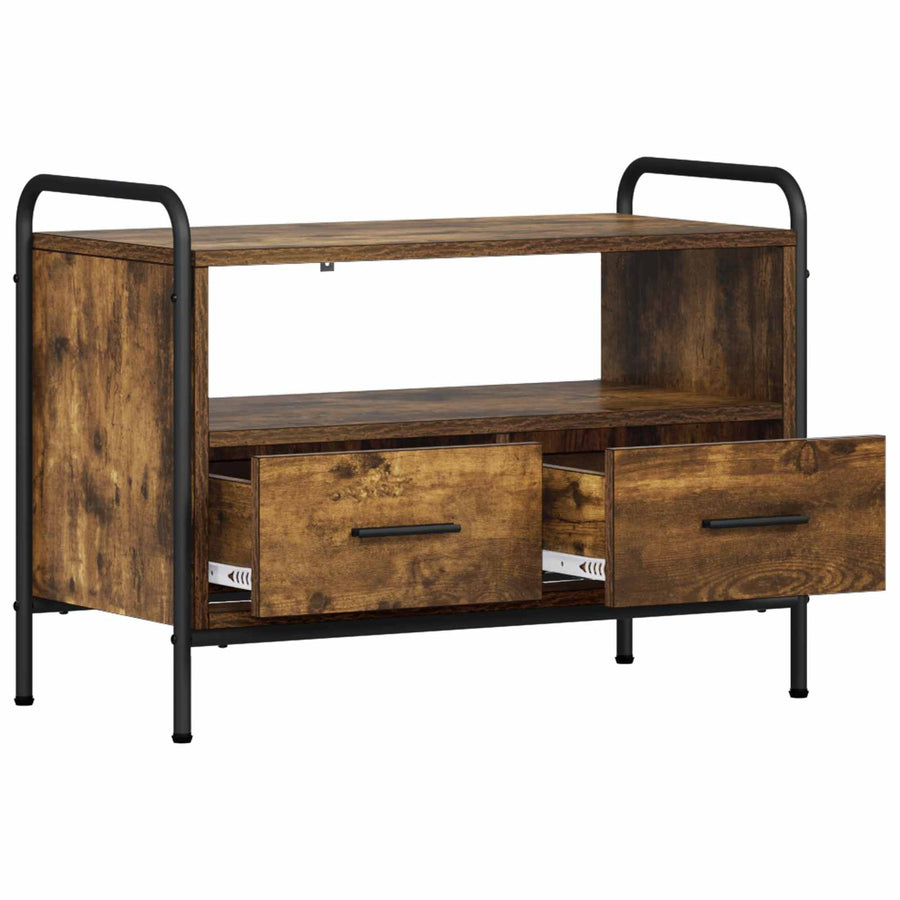 Tv-meubel 67,5 x 33 x 50 cm Gerookt eiken Bewerkt hout