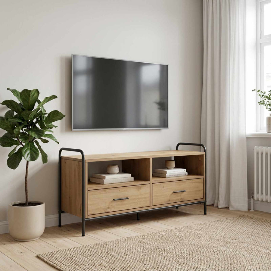 Tv-meubel 67,5 x 33 x 50 cm Artisanaal eiken Bewerkt hout
