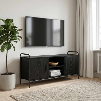 Tv-meubel 99 x 33 x 50 cm Zwart eiken Bewerkt hout