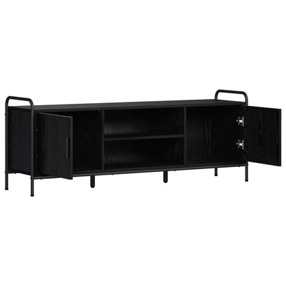 Tv-meubel 133 x 33 x 50 cm Zwart eiken Bewerkt hout