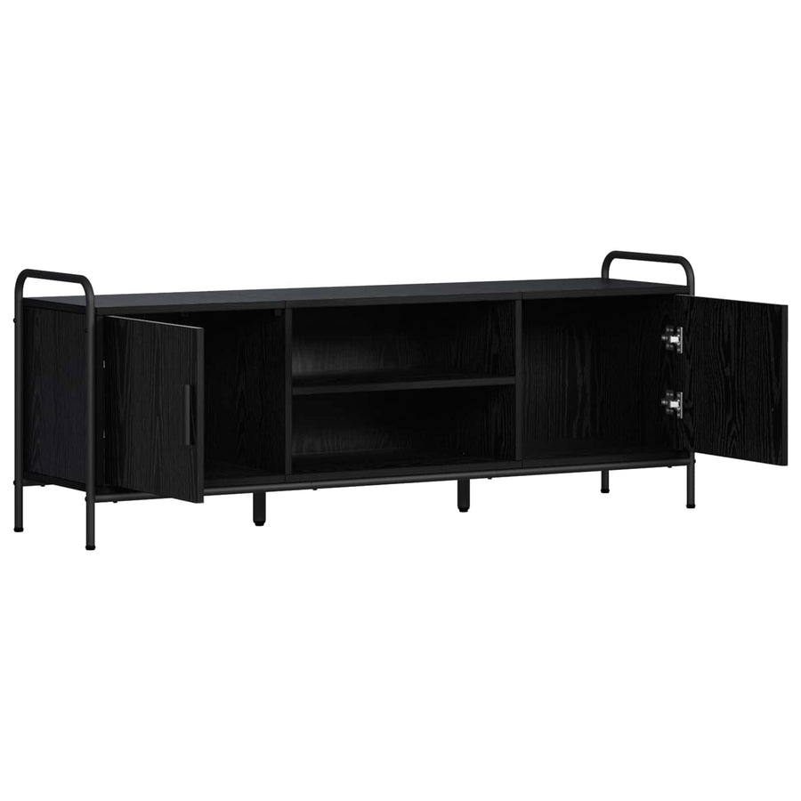 Tv-meubel 133 x 33 x 50 cm Zwart eiken Bewerkt hout