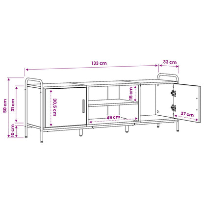 Tv-meubel 133 x 33 x 50 cm Sonoma Eiken Bewerkt hout