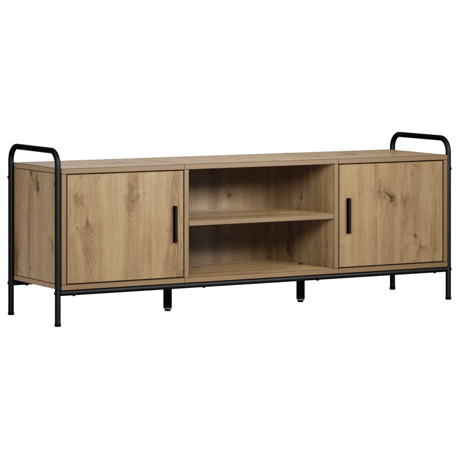Tv-meubel 133 x 33 x 50 cm Artisanaal eiken Bewerkt hout