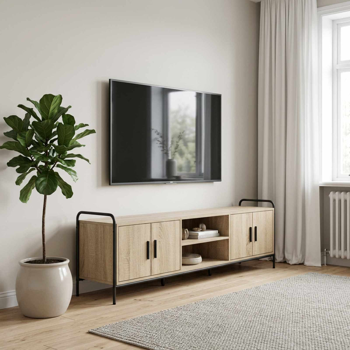 Tv-meubel 167,5 x 33 x 50 cm Sonoma Eiken Bewerkt hout