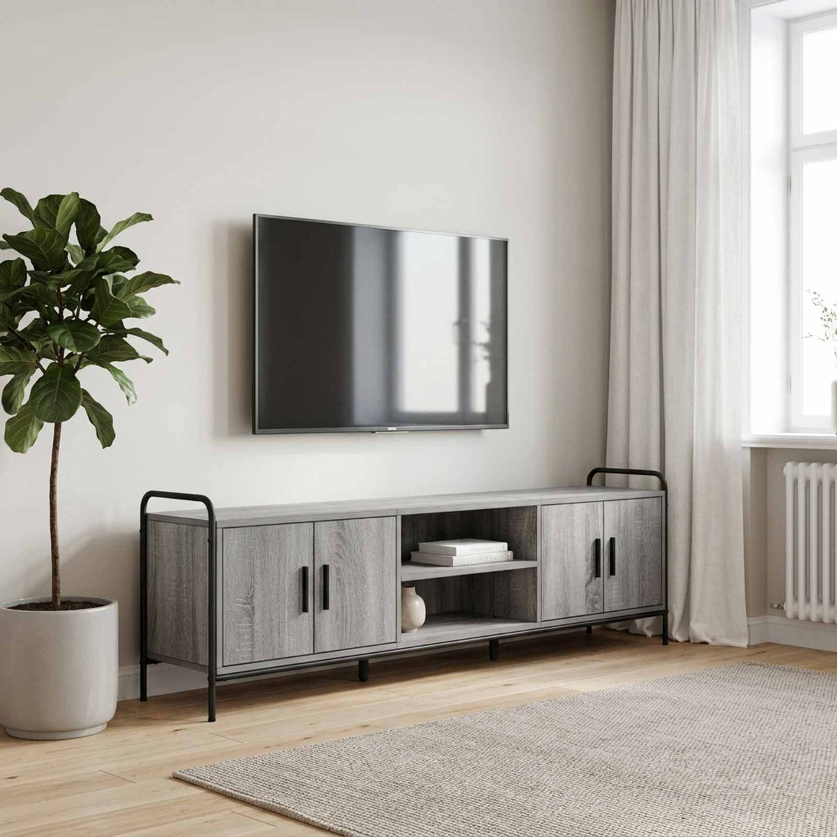 Tv-meubel 167,5 x 33 x 50 cm Grijs Sonoma Bewerkt hout