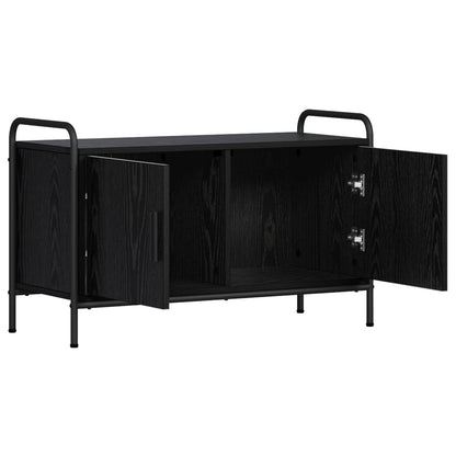 Tv-meubel 79,5 x 33 x 50 cm Zwart eiken Bewerkt hout