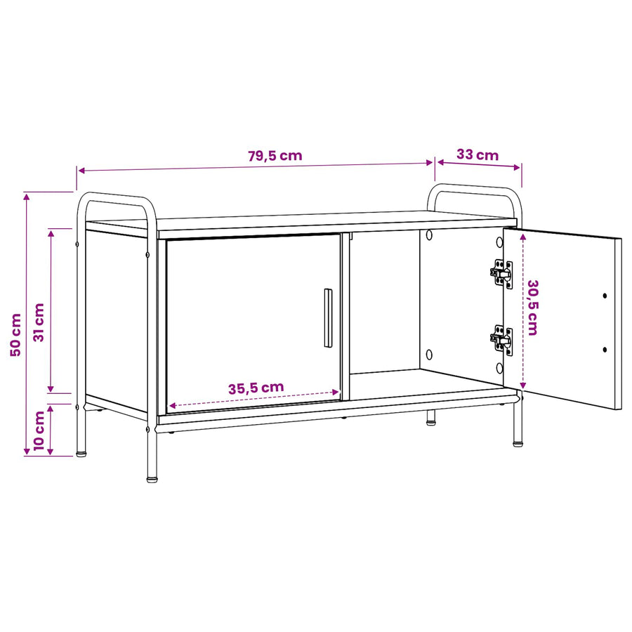 Tv-meubel 79,5 x 33 x 50 cm Sonoma Eiken Bewerkt hout