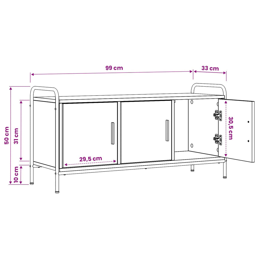 Tv-meubel 79,5 x 33 x 50 cm Sonoma Eiken Bewerkt hout