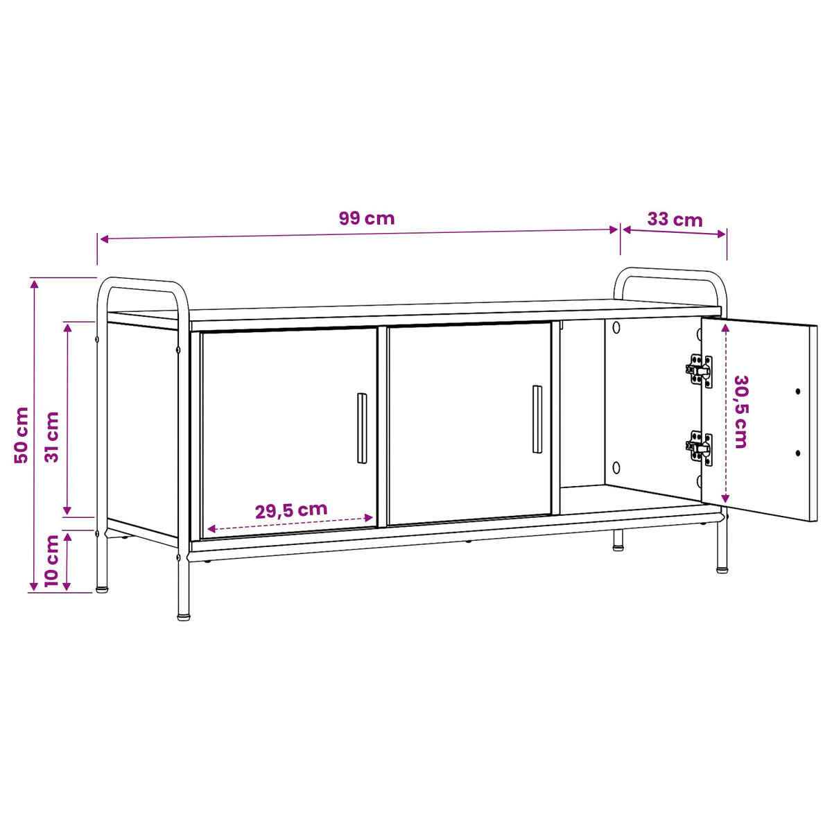 Tv-meubel 79,5 x 33 x 50 cm Grijs Sonoma Bewerkt hout