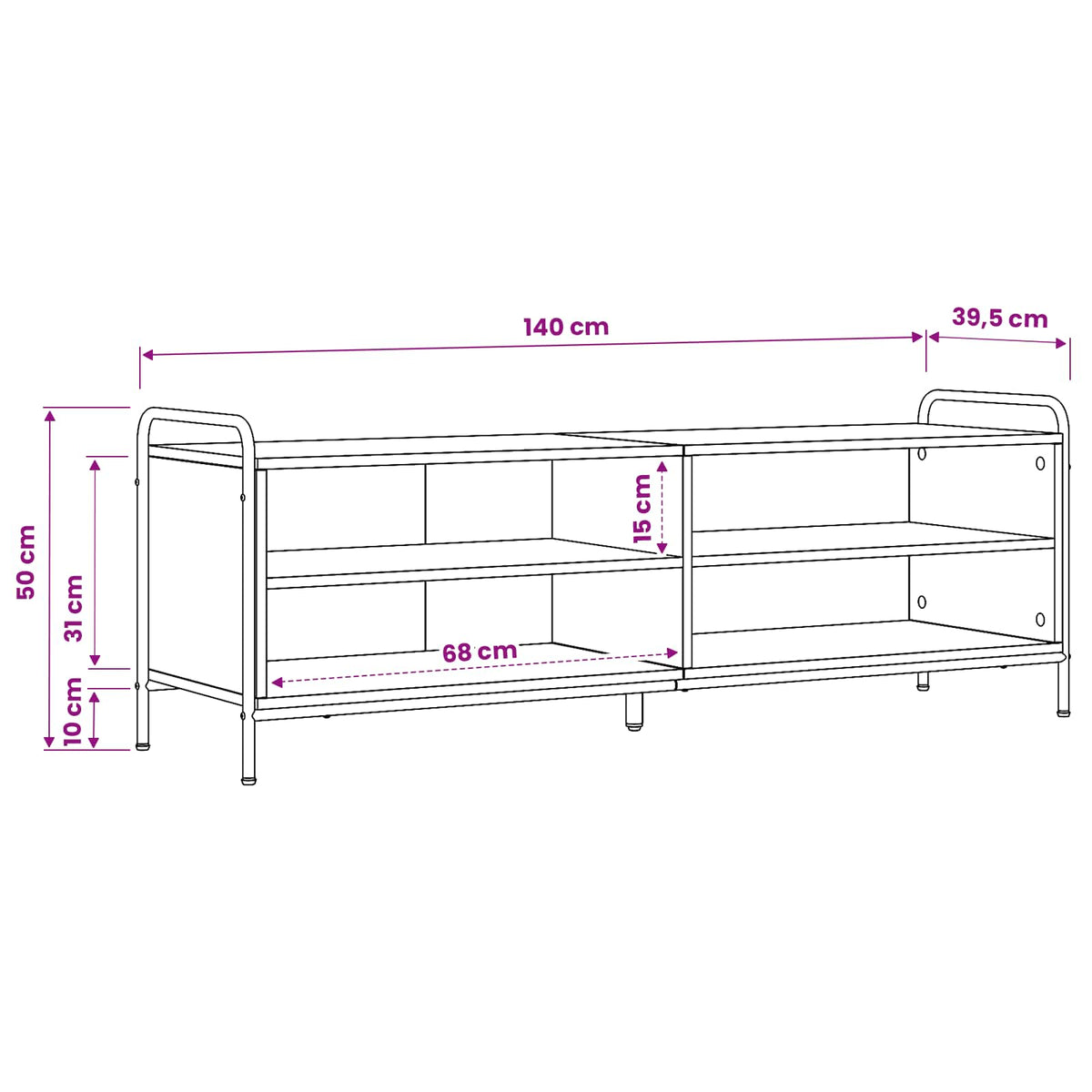 Tv-meubel 140 x 39,5 x 50 cm Gerookt eiken Bewerkt hout