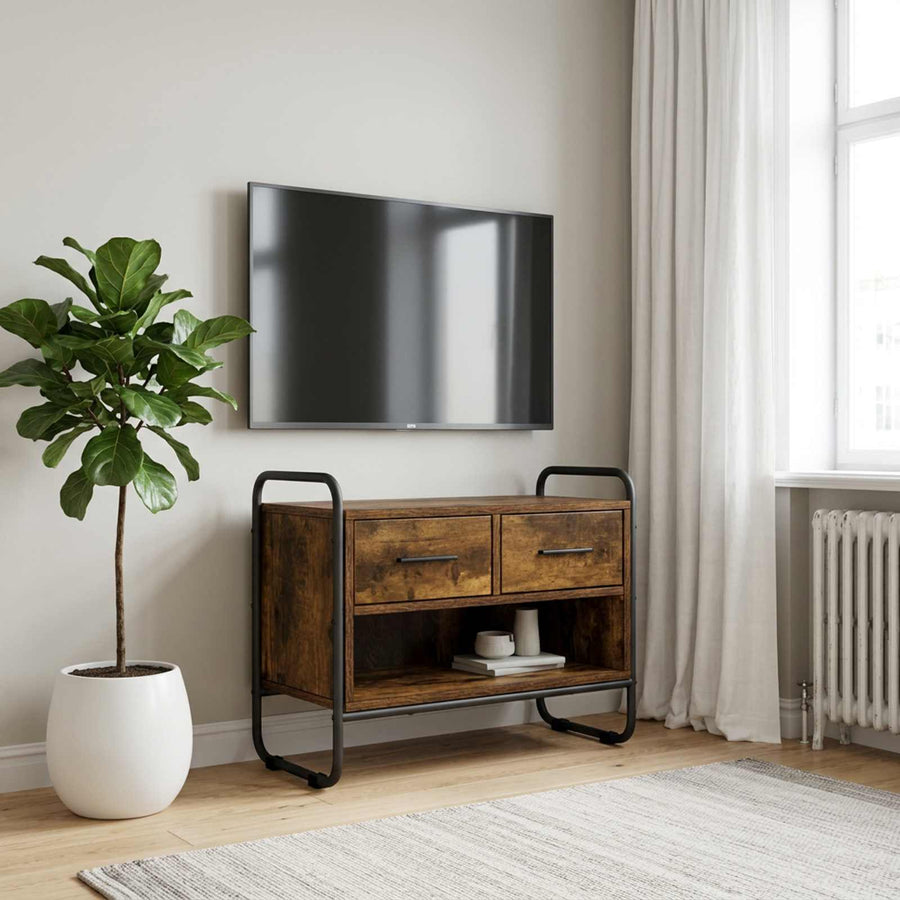 Tv-meubel 60 x 30 x 50 cm Gerookt eiken Bewerkt hout