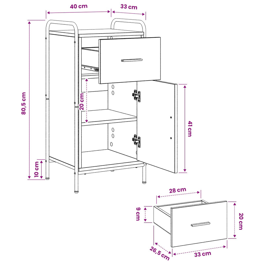 Dressoir Artisanaal eiken 97 x 33 x 81 cm Bewerkt hout