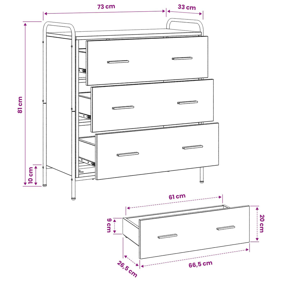 Dressoir Gerookt eiken 97 x 33 x 81 cm Bewerkt hout