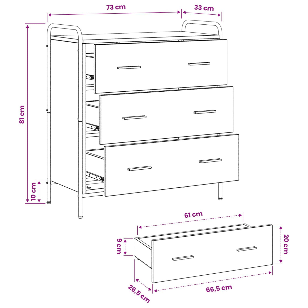 Dressoir Artisanaal eiken 97 x 33 x 81 cm Bewerkt hout