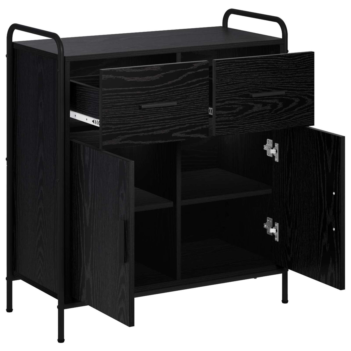 Dressoir Zwart eiken 97 x 33 x 81 cm Bewerkt hout