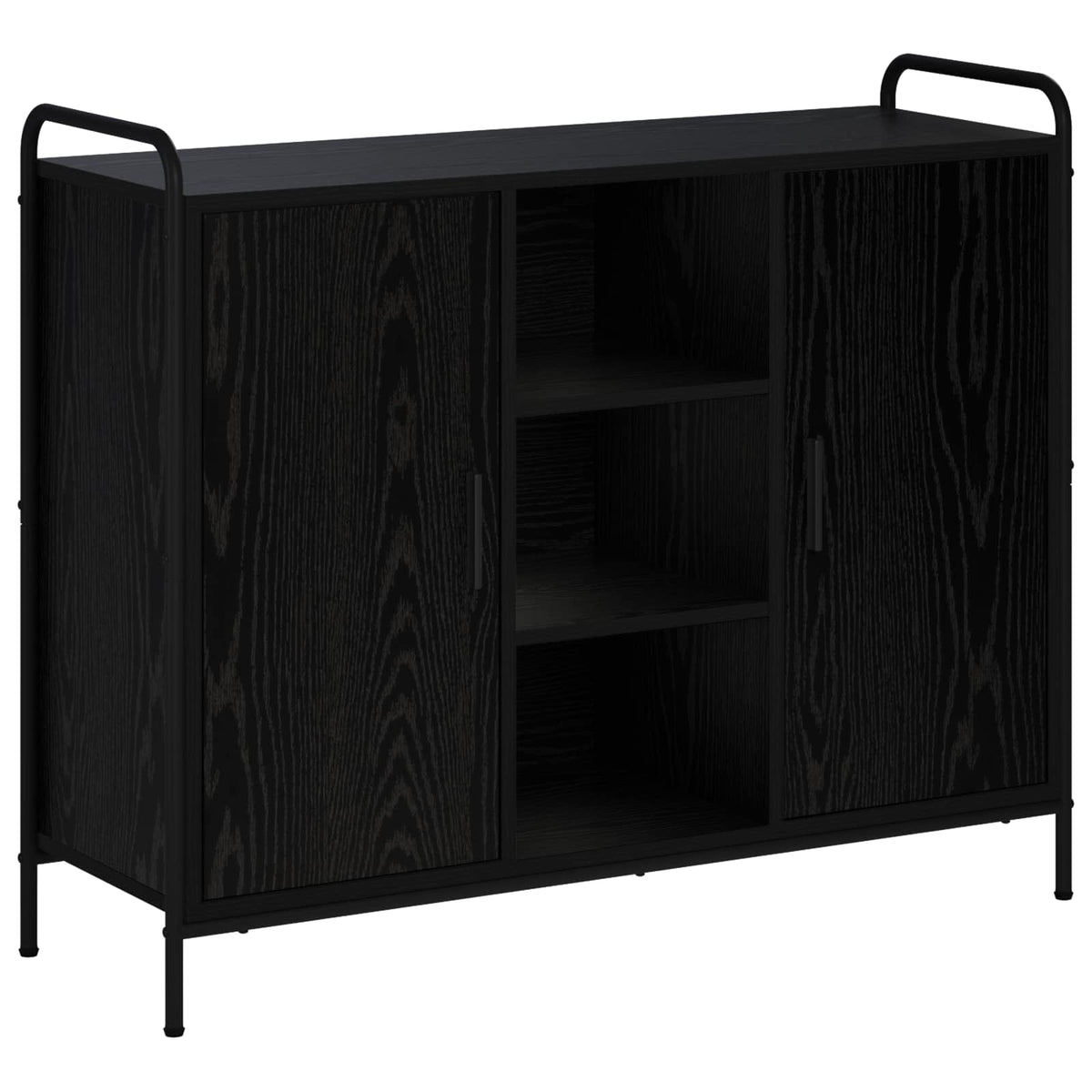 Dressoir Zwart eiken 97 x 33 x 81 cm Bewerkt hout
