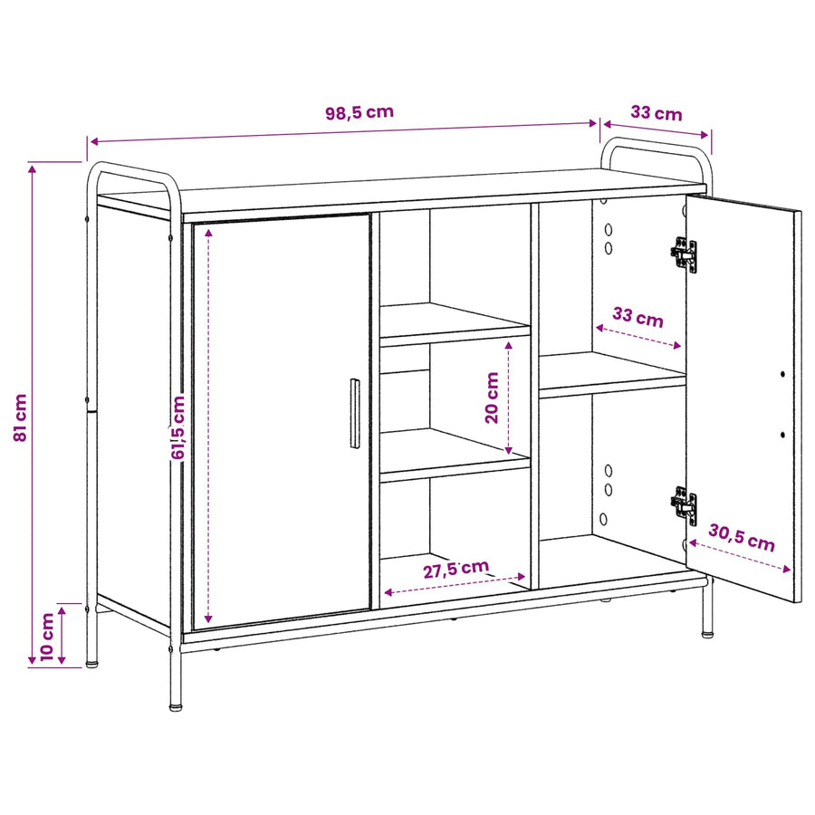 Dressoir Sonoma Eiken 97 x 33 x 81 cm Bewerkt hout