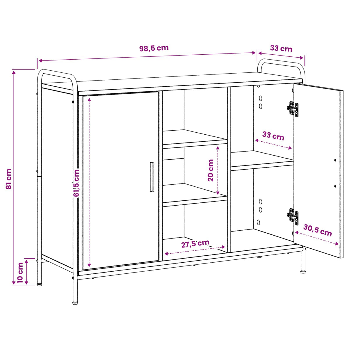 Dressoir Grijs Sonoma 97 x 33 x 81 cm Bewerkt hout