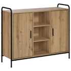Dressoir bewerkt hout 98.5x33x81 cm eikenlook zwart frame