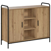 Dressoir bewerkt hout 98.5x33x81 cm eikenlook zwart frame