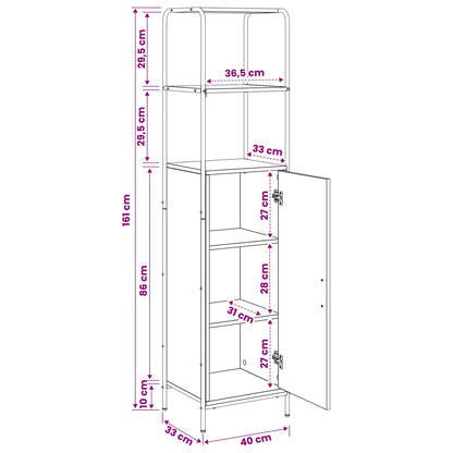 Hoge kast Zwart eiken 40 x 33 x 161 cm Bewerkt hout