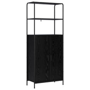 Hoge kast zwart eiken 65x33x161 cm