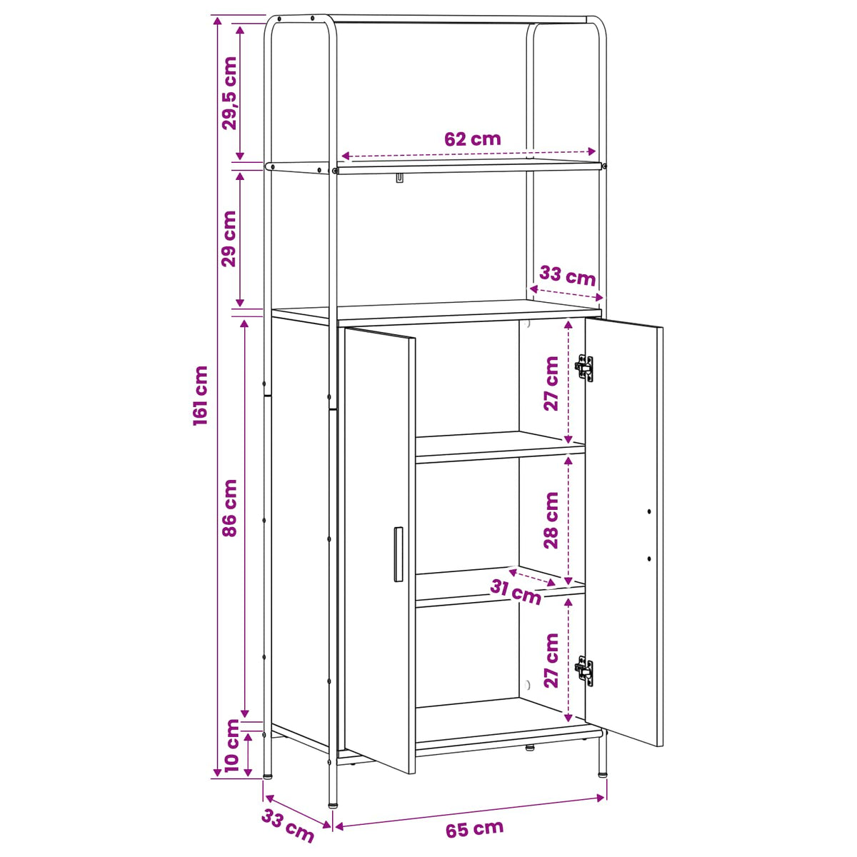 Hoge kast Sonoma Eiken 40 x 33 x 161 cm Bewerkt hout