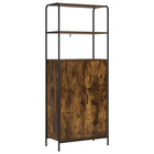 Highboard gerookt eiken 65x33x161 cm metaal